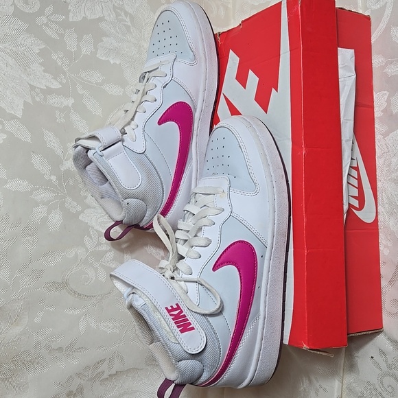Nike Pink And White Court Borough Mid 2 Sneakers - Picture 2 of 10
